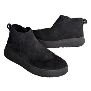 Fit Flop F-Mode Platform Zip Ankle Boots Black Suede Size 8